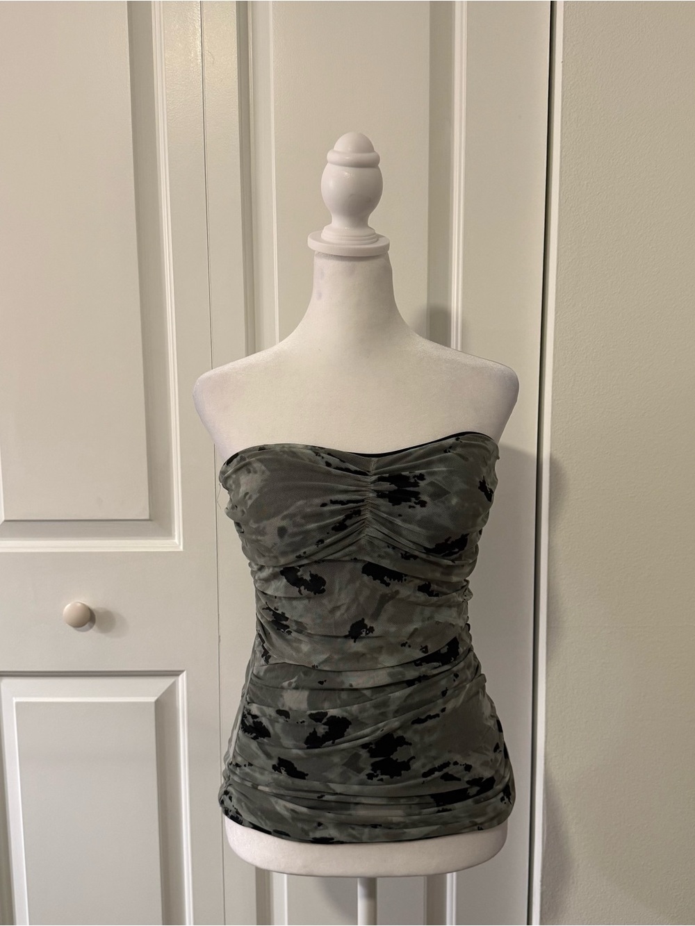 Poof Couture Cyber Y2K Ruched Camouflage Tube Top